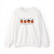 Load image into Gallery viewer, Spooky Season Sweatshirt, Cozy Fall Crewneck, Halloween Sweatshirt, Cat &amp; Pumpkin Sweater, Unisex Halloween Apparel