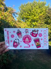 Load image into Gallery viewer, Pink Christmas Girl UV DTF Tumbler Wrap - Pastel Holiday Cup Transfer