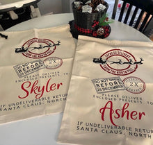 Load image into Gallery viewer, Personalized North Pole Santa Sack - Christmas Gift Bag (25"X19")